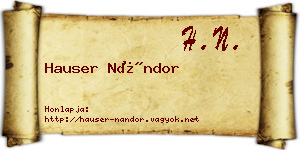 Hauser Nándor névjegykártya